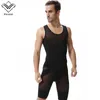 Wechery Slimming Vest Body Shaper for Men Mesh Abdomen Thermo Tummy Shaperwear Waist Sweat Corset with Control Belly belt Tops
