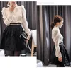 Primavera New corean Fashion's Women's State Collar Long Maniche a manica a soffio in pizzo in pizzo Chiffon Ol Bluse Shirt3056