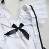 Feeetmoi 화이트 메이드 란제리 ​​섹시한 뜨거운 에로틱 백 레이스 웨이브 에지 앞치마 섹시한 속옷 세트 여성 아크 커프 Babydoll 드레스 S18101509