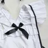 Feeetmoi Blanc Maid Lingerie Sexy Chaud Érotique Dos Nu Vague Bord Tablier Sexy Sous-Vêtements Ensemble Femmes Arc Cuff Babydoll Robe S18101509