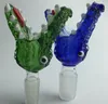 Ny designskål 18 8mm 14 5mm Emerald Crocodile Glass Bowl for Smoking Bowl Crocodile Animal Style Glass Water Pipes263n