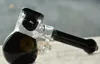 Glazen olie -pijp bubbler zwarte glazen handpijpen klassiek 18 mm waterleidingen dik handgreep glas roken