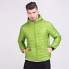 Ultra Mince Lumière Blanc Duvet de Canard Veste Hommes Automne 2018 Hiver Basique À Capuche Plume Doudoune Homme Mâle Parkas Rembourré Manteau