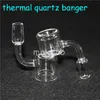 smoking Real Quartz Banger Nail Male Female 14mm Joint 90 Degree 2mm Thick OD 28mm Double Tube Thermal Bangers For Bongs