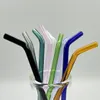 wholesale 7 8 colorful straight and bend glass drinking straws pipette ecofriendly baby milk juice reusable glass straw bar party