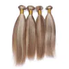 Zijdeachtige rechte mix piano kleur Peruviaans menselijk haar weefsel bundels 4 stks # 8/613 lichtbruin hoge gemengde blonde piano kleur menselijk haar wefts