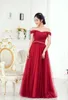 Sexy Off The Ramię Druhna Dresses Long Z Ruffles Sash Line Wedding Guest Dress Maid of Honor Tulle Suknie Koktajlowe