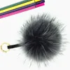 Ms.MinShu Raccoon Fur Key Chains Natural Fur Ball Keychains Genuine Fox Pompom Fur Charm For Bag Pendant