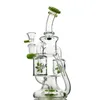 9 Inch Glass Bong Band Hookah Tube Heady Gree Purple Bongs Double Recycler 14mm Female Joint Water Pipes Propeller Percolater Oil Dab Rigs