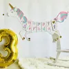 Mektup Dize Asılı Bayrağı Mutlu Doğum Günü Gökkuşağı Unicorn Kağıt Afiş Garland Ev Düğün Parti Süslemeleri 7 02yz C