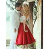 2020 Two Pieces Short Homecoming Dresses Sweetheart Off Shoulder Appliques Lace Knee Length Prom Dresses Vestidos De Fiesta