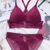 مجموعة كاملة من الدانتيل Bralette Back Pack Women Sexy Steyndear Sets Bra Trasparent Bra Sets Lingerie Lingerie Deepv Deepv 23648278300