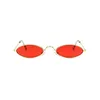 Небольшие овальные солнцезащитные очки Мужчины Женщины ретро металлический каркас желтый красный старинные крошечные круглый тощий мужской женский солнцезащитные очки UV400