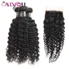 9a mongolska fala głębokiej perwersyjna kręcona woda prosta fala ciała Virgin Hair 3bundles z 1 koronkowym zamknięciem 100% brazylijskie przedłużania włosów peruwiańskiego