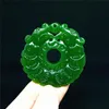Ny naturlig jade Kina grön jade hänge halsband amulet lycklig drake staty samling sommar ornament natursten
