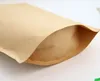 500pcs / lote em pé de papel kraft sacos com janela redonda amarelo kraft embalagem armazenamento secado alimentos frutos chá eletrônico produto bolsas