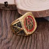 Hela röda emalj Masoniska ring Mens Rhinestone Gold Rings Vintage 316L rostfritt stål Masonry CZ Ring Punk Men smycken GIF298A