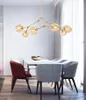 Lampada a ciondolo in vetro a LED Nordico Modo lampadario ramo albero a soffitto regolabile 2673