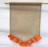 DIY Burlap Flag Jute Ruffles Blank Garden Flags Portable Blank Guide Flag Easter Garden Decorations 10 Colors SN020