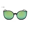 KUJUNY Classique Tendance Lunettes de Soleil Oeil de Chat pour Femmes Revêtement Miroir Réfléchissant Lunettes de Soleil Monture Noire Lunettes De Mode Lunettes