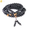 CSJA obsidian armband lång svart 6mm rund natursten flerskikt Buddha pärlor armband kinesiska knut reiki bönsmycken elas9975858