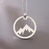 Everfast 10pc / Lot New Snow Mountain Pendentifs Collier Maxi Colar Simple En Acier Inoxydable Rond Charmes Sautoirs Colliers Femmes Filles Couple Aimé Cadeau SN079