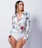 Print Floral Sexy Bodysuit Women Romper Summer 2018 Overalls for Elegant Short Bodycon Jumpsuit Black Body Suit Femme Coveralls