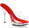 Transparent PVC Crystal Sandals Women Slingbacks Slipper 13 cm High Heels Cut out Peep toe Lucent Stage Sandalias Night Club Shoes