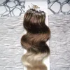 100G Micro Loop Extensions Натуральные 100-человеческие волосы для волос Волна 16 "18" 20 "22" 24 "прообусвязанный микро-петли микро кольца наращивание волос