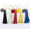 Porte-clés Lanyards Personnalisé Gold Cuir Pompon Porte-clés Femmes Sac Charme Blanc Clé Bague Saint Valentin Cadeau Émail Bijoux En Gros J8AH