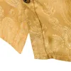 ノーブルスタイル刺繍プリントマンシャツ紳士パーティーウェアトップスロングスリーブイングランド男性ビンテージブラウスファッションゴールデンカラー