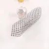 50st / lot mode 8cm servettringar Mesh Wrap Sparkle Rhinestone servetthållare Weeding Decoration Silver servilletero