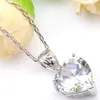 LuckyShine Exquisite Luxury Jewelry Set White Crystal Cubic Zirconia Silve Heart Pendants Earrings Rings Wedding Engagement Set