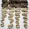 400g Ombre Micro Loop Ring Hårförlängning Blond 400s Brazilian Body Wave T2 / 613 Två Tone Ombre Mänskliga Hårförlängningar