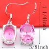 Luckyshine 3PCS /セットクラシックジュエリーピンクKUNZITE GEMS 925スターリングシルバーネックレスアメリカイスラエルエンゲージメントウェディングジュエリーセットリングペンダント