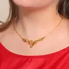 262N Generösa blommor hänge halsband för kvinnor bröllop smycken 24k rent guld pläterat bra kvalitet5737605