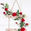 Real Touch Artificial Fake Silk Rose Flower Fake suspension de roses décoratives Plantes de vigne Feuilles artificielles Garland Flowers Wedding Wa3043465