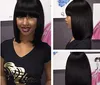 Short Bob Lace Wigs With Bangs Brazilian Virgin Hair Straight Lace Front Human Hair Wigs For Black Women Swiss Lace Frontal Wigs Gali Hair