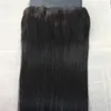 Preto natural # 1B One Piece Clipe em Extensões Do Cabelo Virgem Cabelo Humano Slik Hetero Brasileiro Clipe em Extensões Dupla Trama Do Cabelo 100g