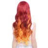 Parrucca Cosplay Starfire Parrucche ondulate ondulate lunghe da donna Parrucche ricci rosso fuoco arancione