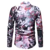 high quality mens designer t shirts long sleeve casual Dress Shirts men clothes turn-down collar Print Slim men s clothing Social Shirts