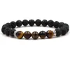 Bracciale con diffusore di olio essenziale in pietra lavica nera naturale alla moda, bracciale con 7 chakra, braccialetti con perline di roccia vulcanica