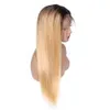 9A Brasileiro Densidade 150 ombre cor t1b / 18 Full Lace Humano Perucas com o Cabelo Do Bebê em linha reta frente do laço Perucas de Cabelo humano