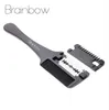 Brainbow 1pc Hair Skäram Svart Handtag Hårborstar Med Razor Blades Skärning Tunning Trimmin Hair Salon DIY Styling Tools