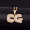 A-Z Anpassad namn Bubble Letters Halsband Pendant Bling Cubic Zircon Hip Hop Jewelry 2 Färger med kubansk kedja S271A