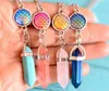 Fashion Natural Stone Hexagonal Prism Drusy Druzy Necklaces Mermaid Scale Pendant Necklace Women Girl Party Fine Jewelry