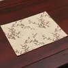 Rectangle Vintage Chinese Silk Placemat Bowl plate Dining Table Mat Fashion Simple Brocade Dinner Protective Pad 40x32cm 10pcs/lot