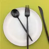 Guld svart regnbåge spegel bestick porslin uppsättning dinnerware rostfritt stål plätering kniv gaffel stek kniv bestick västerländska matuppsättningar