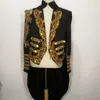 Male Red Black Blue Court Tailcoat Long Jacket Coat Party Wedding Groom Blazer Prom Royal Tuxedo Formal Dress Pigeon Magic Dovetail singer Dancer Costume