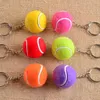 Mode Mini Tennis Ball geformt Schlüsselanhänger Sport Schlüsselanhänger für Geschenke Plüsch Tennisball hängen Schlüsselanhänger Kostenloser Versand